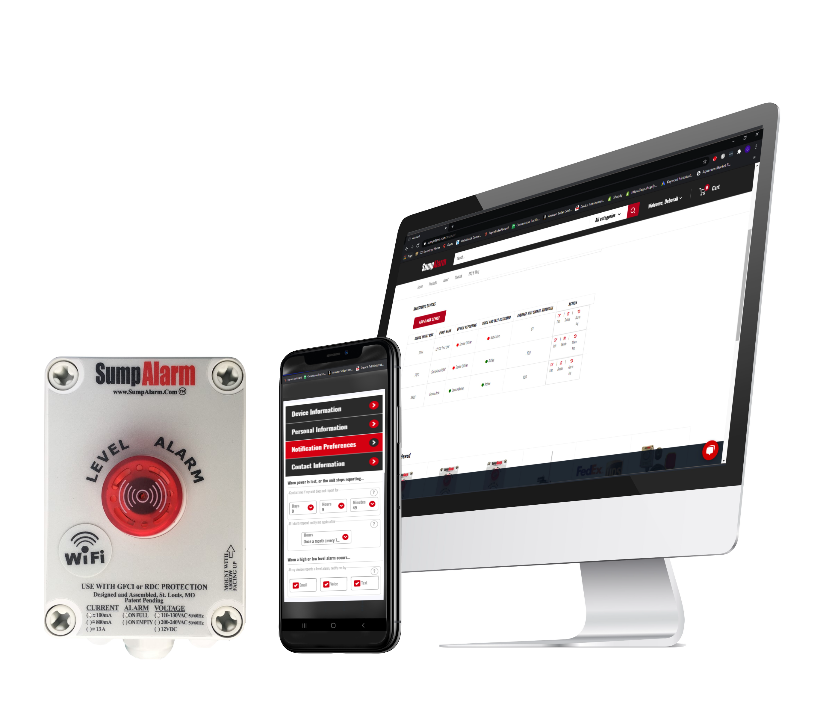 Sump Alarm Wifi Water Sensor, Wireless Sump Pump Alarm with Sludgeboss