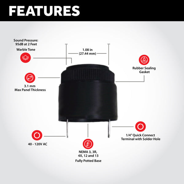 Septic Panel Horn, Septic Buzzer, Ingram Buzzer, 120V