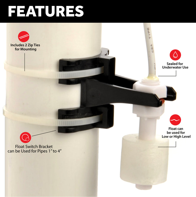 Clamp on Float Switch Kit. - Level Sense (by Sump Alarm Inc.)