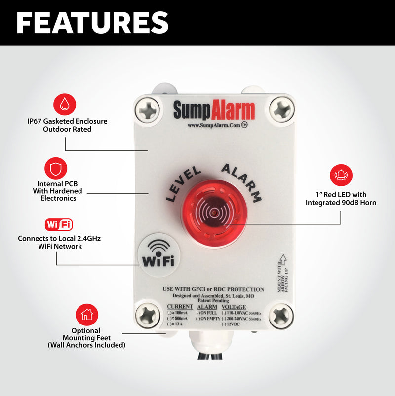 Sump Alarm Wireless High Level Alarm with SludgeBoss Float Switch - Level Sense (by Sump Alarm Inc.)