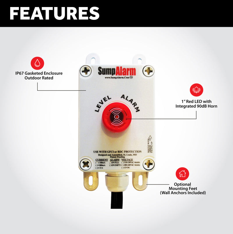 Original Sump Alarm with SludgeBoss Float Switch - Level Sense (by Sump Alarm Inc.)